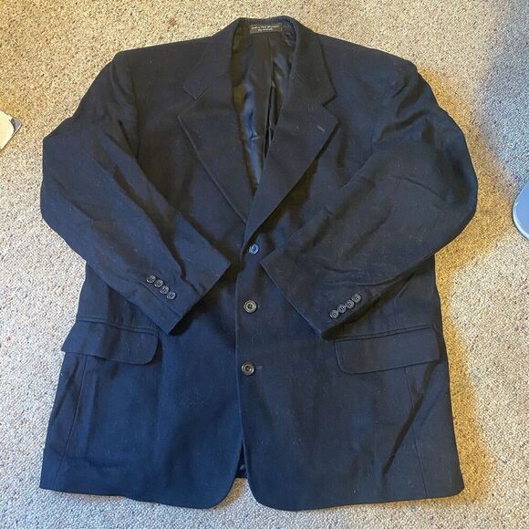Gianfranco Ruffini Italy Mens 46R Blazer Black Cashmere Blend Suit Jacket Career - Picture 1 of 9